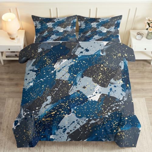 King Duvet Cover Set Soft Microfiber Abstract Ink Splash