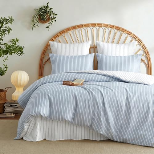Nayoroom Striped Duvet Cover Queen Reversible Blue White Stripe