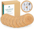 Round Woven Placemats Set of 8, Wicker Placemats, Natural Water