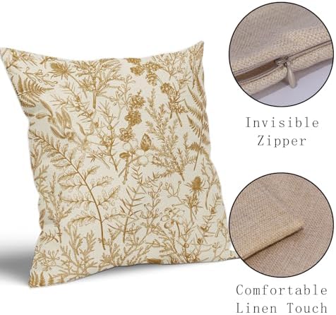 Mustard Yellow Floral Pillow Covers 20x20 Set of 2 Botanical Print