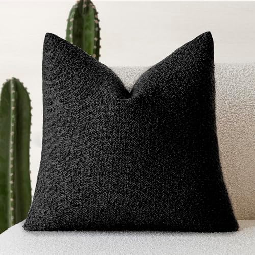 Foindtower Decorative Textured Boucle Throw Pillow Covers Accent Solid
