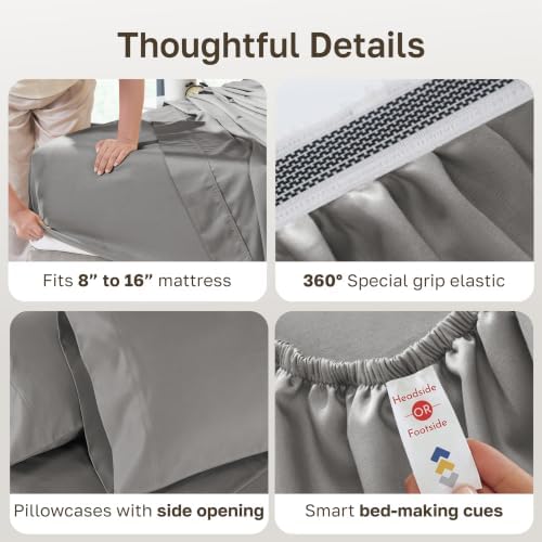 California Design Den 800 Thread Count King Size Sheets Set, Misty