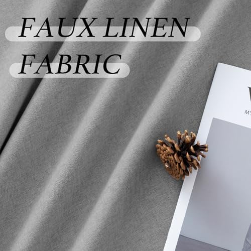 H.VERSAILTEX Soft Faux Linen Curtains 63 Inch Length 2 Panels for
