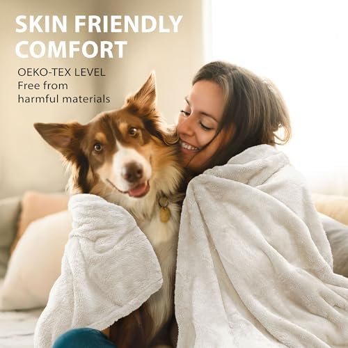 DEZ FURNISHINGS Ultra Soft Plush Fleece Throw Blanket, Double Sided