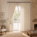 Cream Abstract Sheer Curtains 84 inches Long 2 Panels Set Light