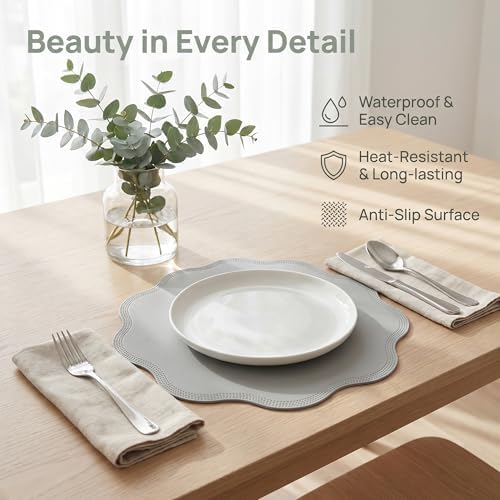 Placemat Set of 6 Faux Leather Placemats for Kitchen Dining Table