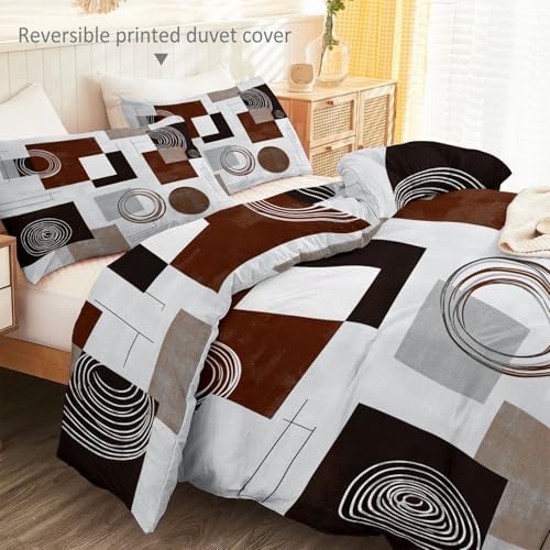 Brushed Microfiber Duvet Cover Abstract Geometric Circles Squares