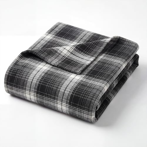 Horaldaily Black Grey Plaid Decorative Throw Blanket 60x80