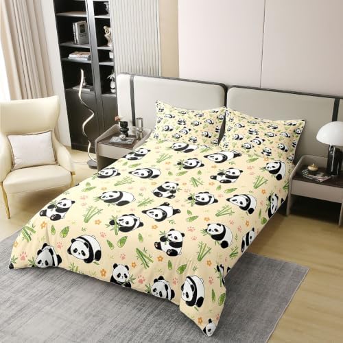 Manfei Cartoon Panda Kids Bedding Set King Size 100% Cotton