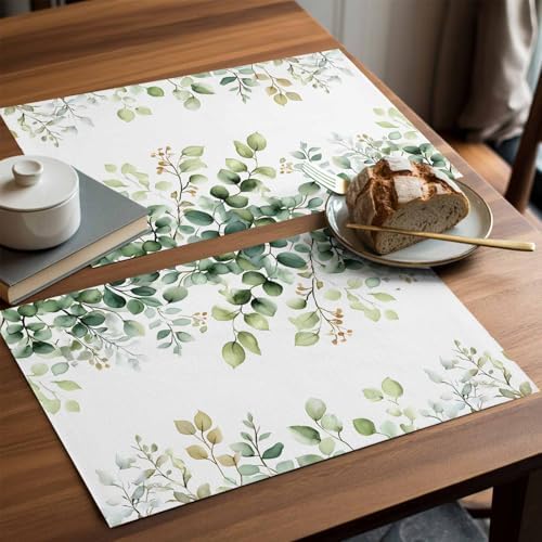 Placemats Set of 8, Eucalyptus Woven Placemat, Linen Place Mats for