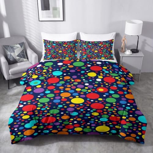 King Duvet Cover Set Soft Microfiber Geometry Polka Dots