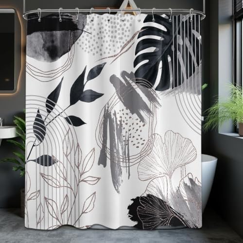 Charcoal Grey and White Shower Curtain, 72x72 in