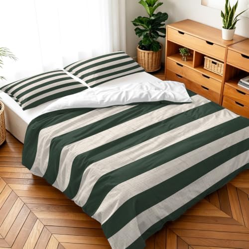 Duvet Cover King Size 3 Piece Bedding Set, Modern Minimalist Stripes