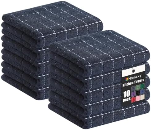 Homaxy 100% Cotton Terry Bulk Kitchen Towels, 10 Pack, Dark Grey