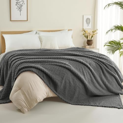 Exclusivo Mezcla Soft Fleece Queen Size Blanket for Bed, Dark Grey