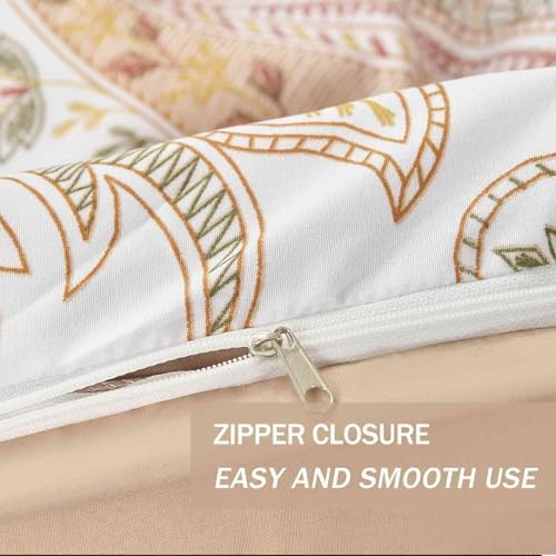 Nanko Paisley Duvet Cover Set King Size, Tan Taupe Classy Boho Damask