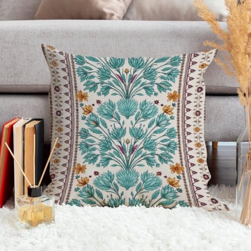 ArogGeld Turquoise Teal Blue Geometric Flower Throw Pillow Lily Leaf