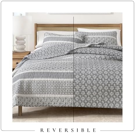 Great Bay Home Striped Quilt Set - 3-Piece King/California King Size