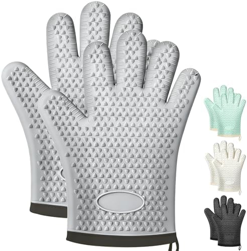 2Pack Heat Resistant Oven Mitts for Grilling and Baking, Non-Slip