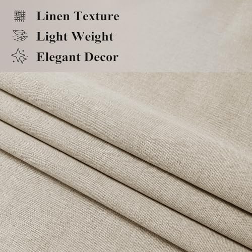 Fcosie Extra Long Curtains Linen Texture, 100% Blackout Soft Pinch
