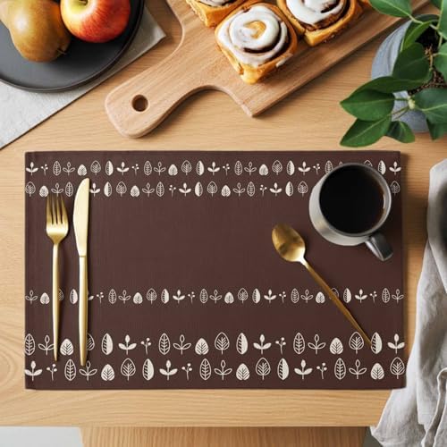 Placemats Set of 8, Rustic Botanical Woven Placemat, Linen Place Mats