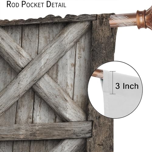 Simple Wood Blackout Window Curtain Panels, Brown Door Rod Pocket