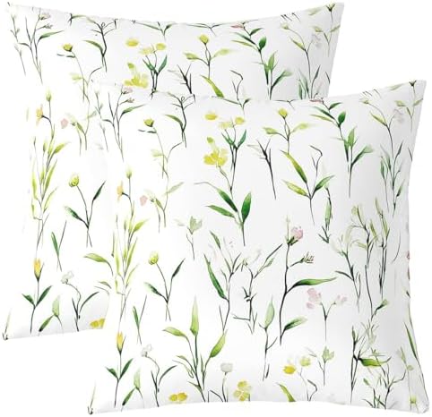 jejeloiu Botanical Floral Reversible Throw Pillow Covers for Girls