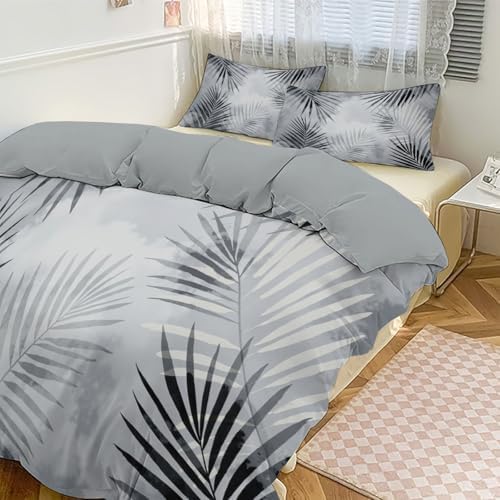 King Size Bedding Set Palm Leaf Texture Adults Soft Microfiber Fluffy