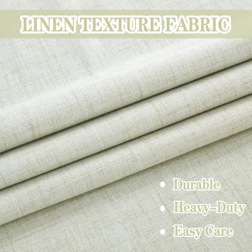 Urban Lotus Beige Linen Textured Full Blackout Curtain Panels