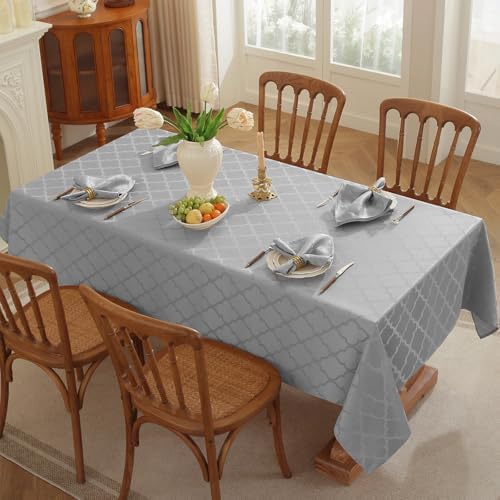 Honellaty Jacquard Tablecloth, Rectangle, Gray, 60" x 120"