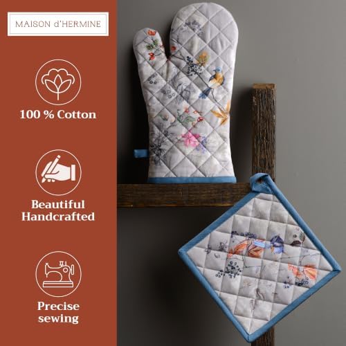 Maison d' Hermine 100% Cotton Oven Mitt & Pot Holder Set