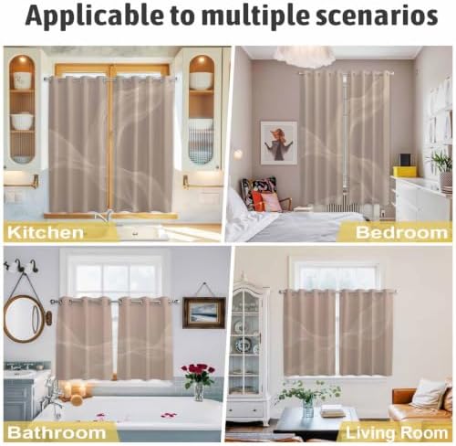 Warm Taupe Line Art Window Curtains Panels with Silver Grommet, Modern
