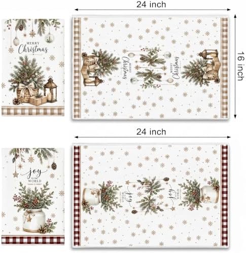 Christmas Kitchen Towels, 16x24 Inch Farmhouse Pine Greenery, Set of 2