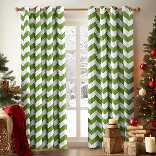 Melodieux Chevron Room Darkening Blackout Grommet Top Curtains, 52 by