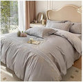 Solid Color Floral Duvet Cover Set Queen Calking Cotton Quilt Cover