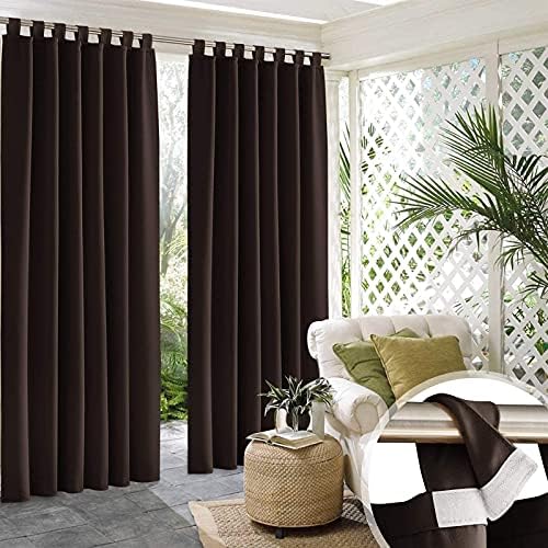 LITTLE BIRD Outdoor Blackout Tap Top Curtains for Porch Gazebo Canopy