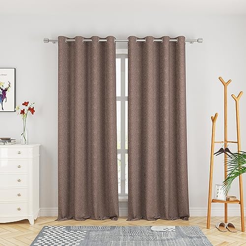Brown Curtains Kitchen Linen Textured 92 inch Length Living Room