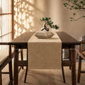 Taupe Faux Linen Table Runner Waterproof Rustic Farmhouse Table Decor