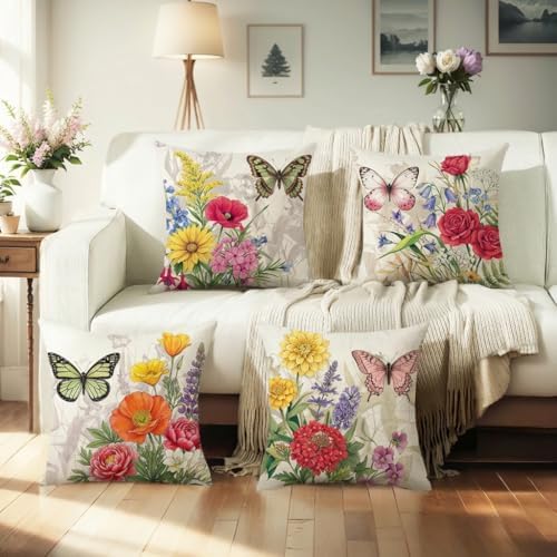 wyooxoo Throw Pillow Covers 20x20 Set of 4 Decorative Spring Pillow