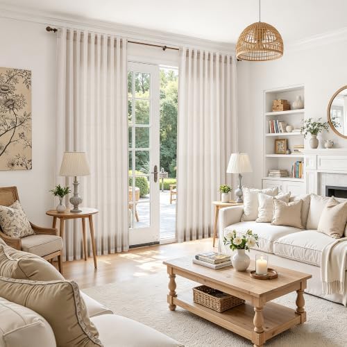 Nanspring Extra Long Linen Curtains 40x120 Inch for Living Room Cream