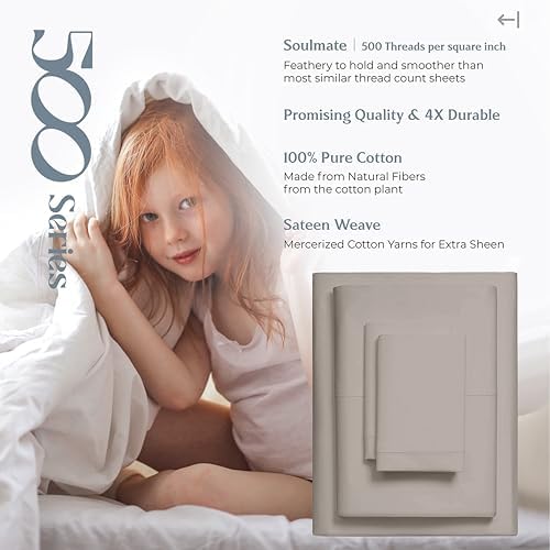 Mayfair Linen Sheets 100% Egyptian Cotton Queen Size - Luxury 500