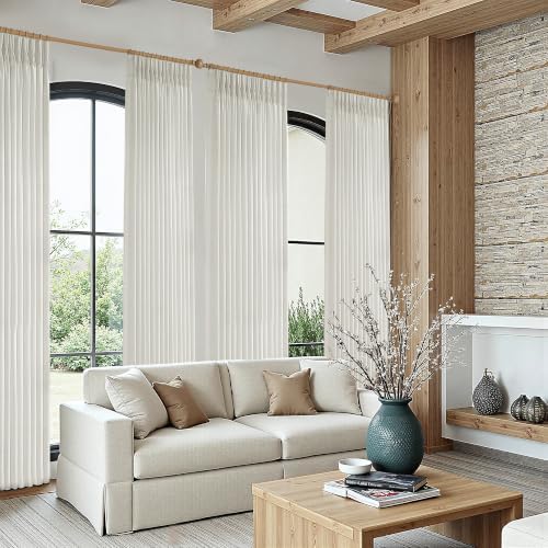 Pinch Pleated Linen Curtains 96 Inch, 2 Panels Premium 400GSM Memory