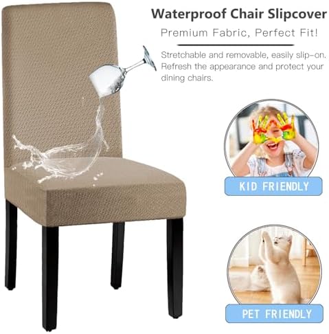 Waterproof Dining Chair Covers, Removable Washable Jacquard Slipcover