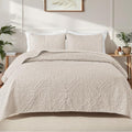 Exclusivo Mezcla 3 Piece King Size Quilt Bedding Set, Beige Cream