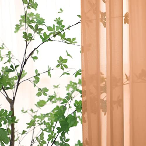 L&TEC Window Brown Sheer Curtains 72 Inches Long 2 Panels Sheer