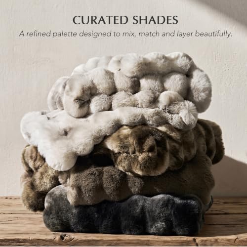EverGrace Double-Sided Bubble Faux Fur Throw Blanket, 60"x80", Light