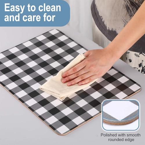 Plaid Cork Placemats Set of 8 Gingham Placemats 16 x 12'' for Kitchen