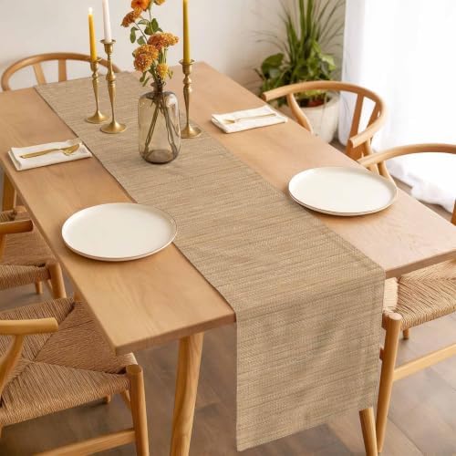 Sand Brown Table Runner, Country Vintage Minimalist Solid Color