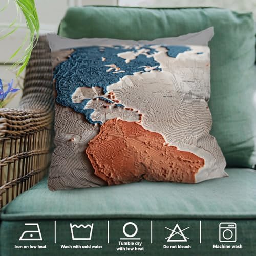 Shrahala Embossed Globe Decorative Pillow Covers, Terracotta and Blue