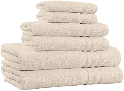 100% Cotton 6-Piece Towel Set - 2 Bath Towels, 2 Hand Towels, and 2